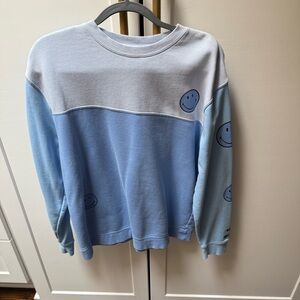 Blue Smiley Face Crew Neck Sweatshirt